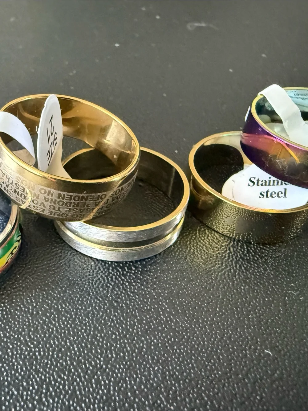 Mixed Bundle of 10 NWT Men's Stainless Steel Band Ring in Multicolor Finish